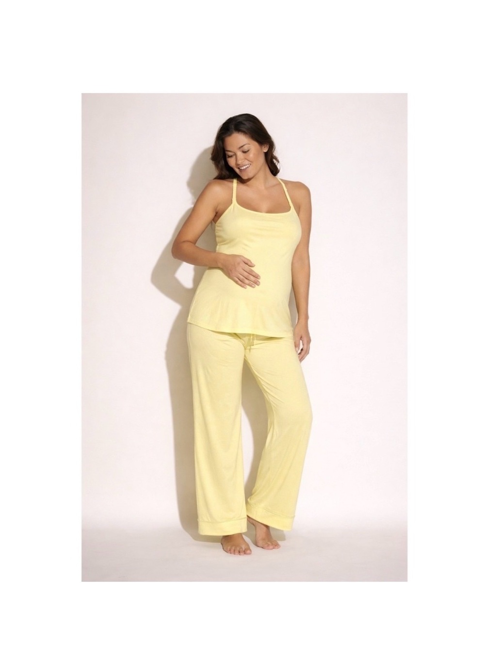 CosaBella Maternity Nursing 3-Piece Pajama Set with Robe Soft Yellow Lounge Set